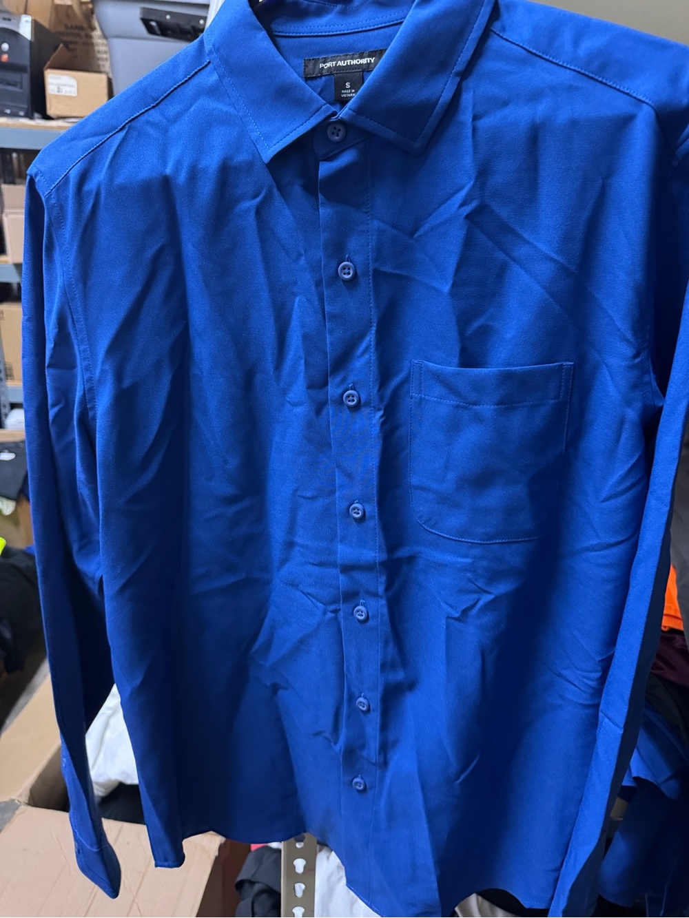 Port Authority Men's Cobalt Blue Long-Sleeve Dress Shirt- size large